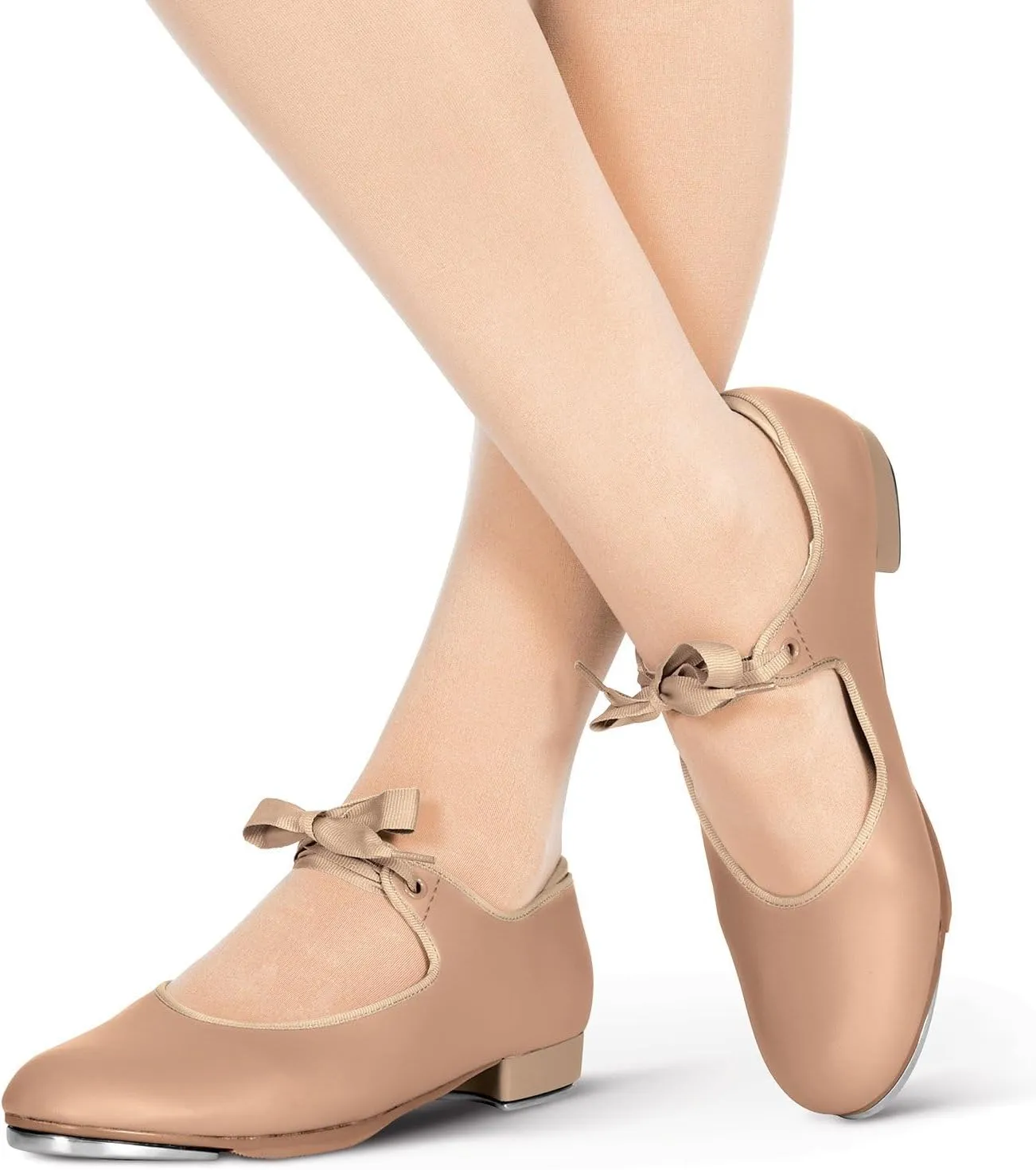 Theatricals Womens Tap Star Ribbon Tie Elastic Tap Shoes
