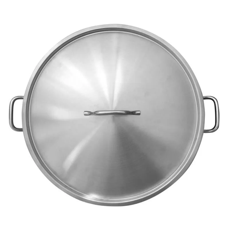 Thundergroup 100 qt, 20-1/2" Diameter Stock Pot with Lid, Stainless Steel, Encapsulated Base, Dishwasher Safe, Standard Electric, Gas Cooktop, Halogen & Induction Ready, Oven Safe, Heavy-Duty, NSF