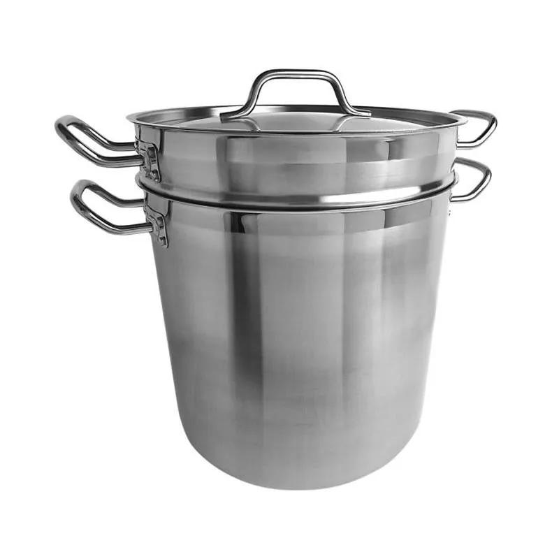 Thundergroup 20 qt Pasta Cooker with Lid, Stainless Steel, Encapsulated Base, Dishwasher Safe, Standard Electric, Gas Cooktop, Halogen & Induction Ready, Oven Safe, Heavy-Duty, NSF