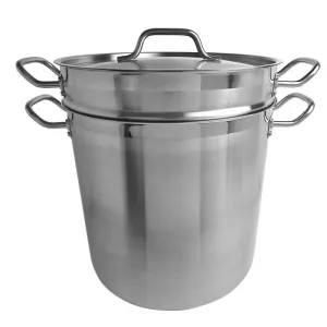 Thundergroup 20 qt Pasta Cooker with Lid, Stainless Steel, Encapsulated Base, Dishwasher Safe, Standard Electric, Gas Cooktop, Halogen & Induction Ready, Oven Safe, Heavy-Duty, NSF