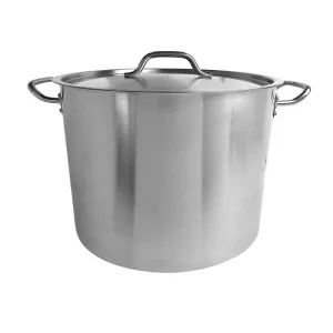 Thundergroup 32 qt, 15" Diameter Stock Pot with Lid, Stainless Steel, Encapsulated Base, Dishwasher Safe, Standard Electric, Gas Cooktop, Halogen & Induction Ready, Oven Safe, Heavy-Duty, NSF