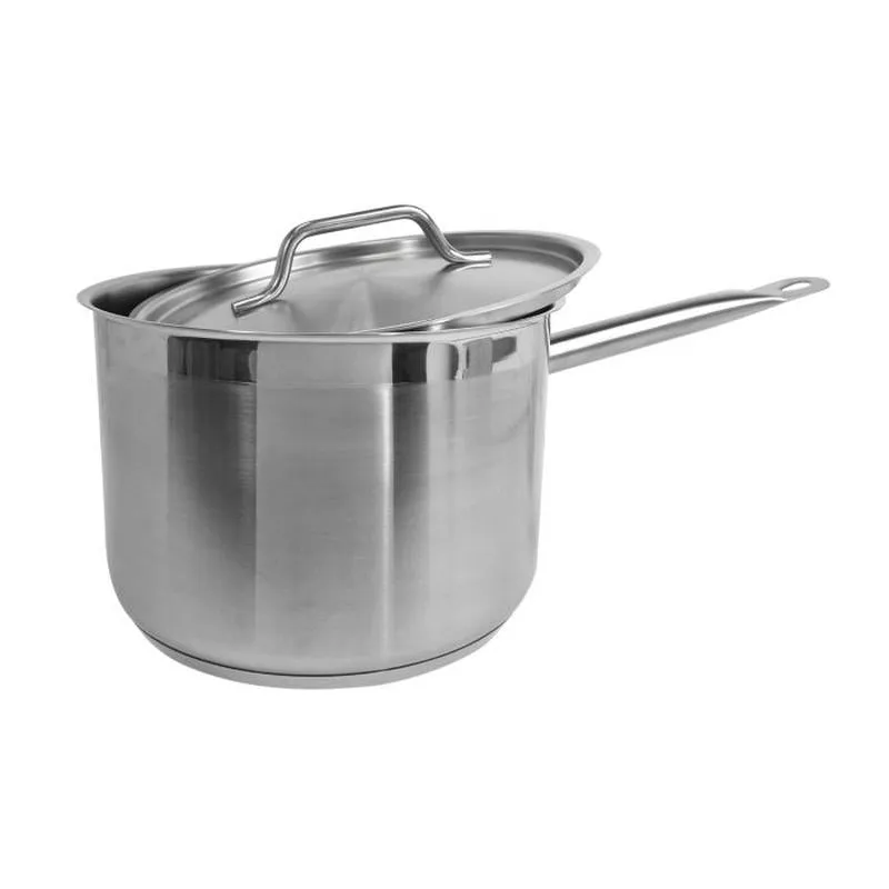 Thundergroup 4-1/2 qt, 8-3/8" Diameter Sauce Pan with Lid, Stainless Steel, Encapsulated Base, Dishwasher Safe, Standard Electric, Gas Cooktop, Halogen & Induction Ready, Oven Safe, Heavy-Duty, NSF