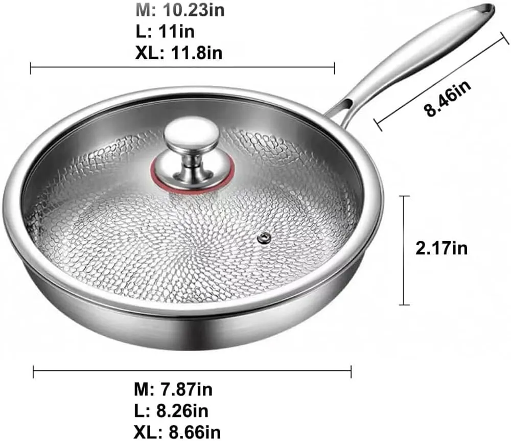 Titanium Hammered Pan Pro with Lid, 2025 Ultra-Titanium Frying Pans For Cooking, Multifunctional Ultra-Durable Scratch-Resistant Non Stick Nutri Pans (with lid, 11.02in)