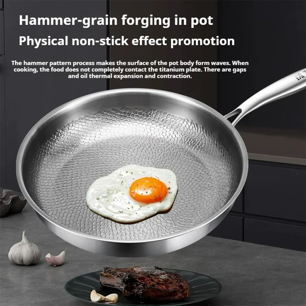 Titanium Hammered Pan Pro with Lid, 2025 Ultra-Titanium Frying Pans For Cooking, Multifunctional Ultra-Durable Scratch-Resistant Non Stick Nutri Pans (with lid, 11.02in)
