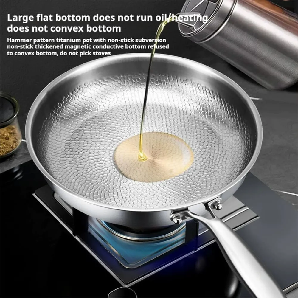 Titanium Hammered Pan Pro with Lid, 2025 Ultra-Titanium Frying Pans For Cooking, Multifunctional Ultra-Durable Scratch-Resistant Non Stick Nutri Pans (with lid, 11.02in)