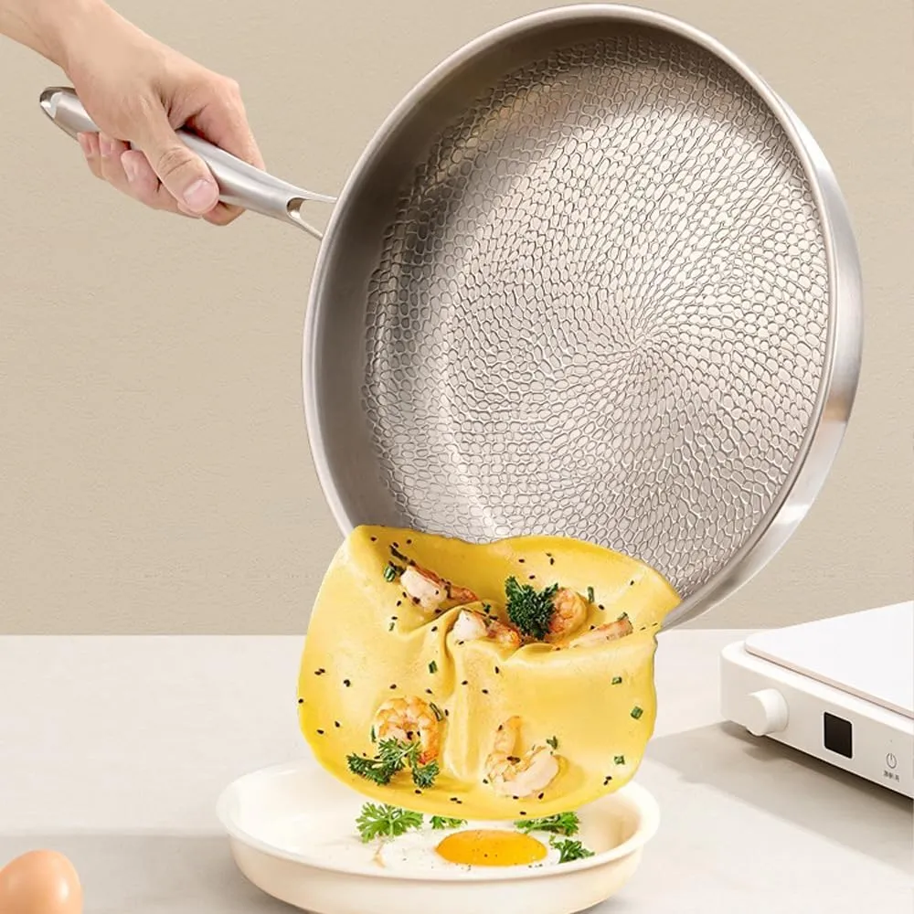 Titanium Hammered Pan Pro with Lid, 2025 Ultra-Titanium Frying Pans For Cooking, Multifunctional Ultra-Durable Scratch-Resistant Non Stick Nutri Pans (with lid, 11.02in)