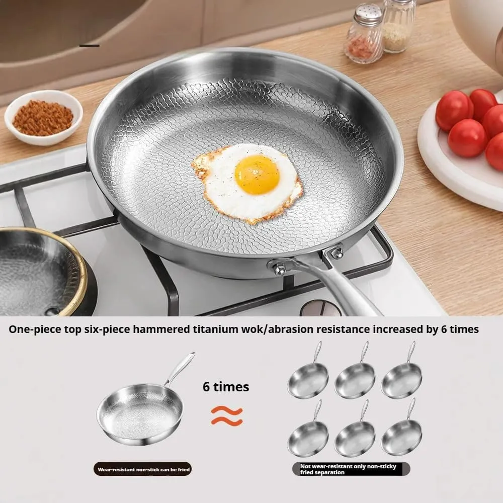 Titanium Hammered Pan Pro with Lid, 2025 Ultra-Titanium Frying Pans For Cooking, Multifunctional Ultra-Durable Scratch-Resistant Non Stick Nutri Pans (with lid, 11.02in)