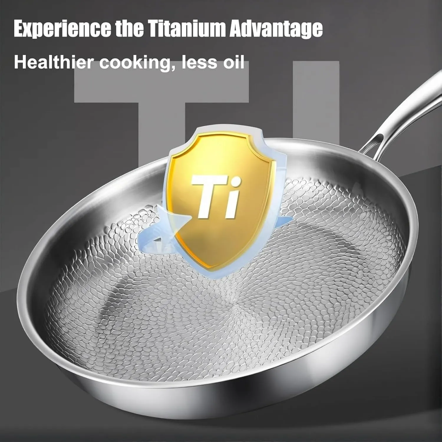 Titanium Hammered Pan Pro With Lid, Non Stick Titanium Nutri Pans, Scratch-Resistant, 2025 Ultra Durable Pure, Resistant Non Stick, Even Heating, For Cooking, Heats Quickly, Cooks Evenly (XL)
