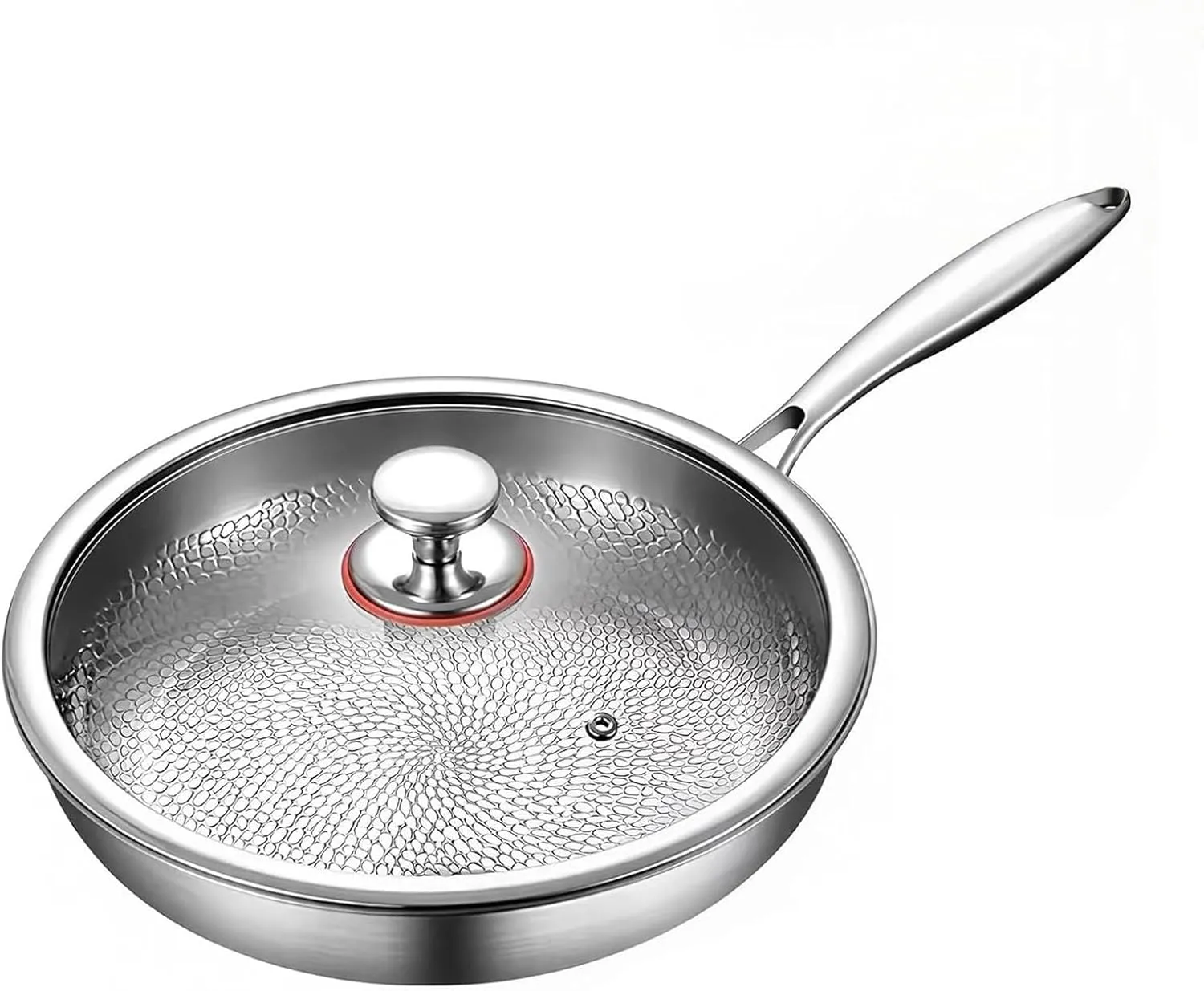 Titanium Hammered Pan Pro with Lid, Titanium Pro Cookware, Multifunctional Ultra-Durable Scratch-Resistant Non Stick Nutri Pans (L)