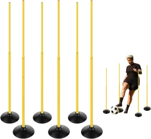 TNZMART 4.9FT Adjustiable Height Agility Poles Soccer Telescopic Training Sticks Multi-Purpose Coaching Poles with Rubber Base