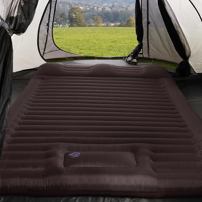 TOBTOS Double Sleeping Pad for Camping, Extra Thick 6" Camping Mattress 2 Person with Pillow Built-in Foot Pump, Inflatable Sleeping Mat for Camping, Backpacking, Hiking, Traveling(Brown)