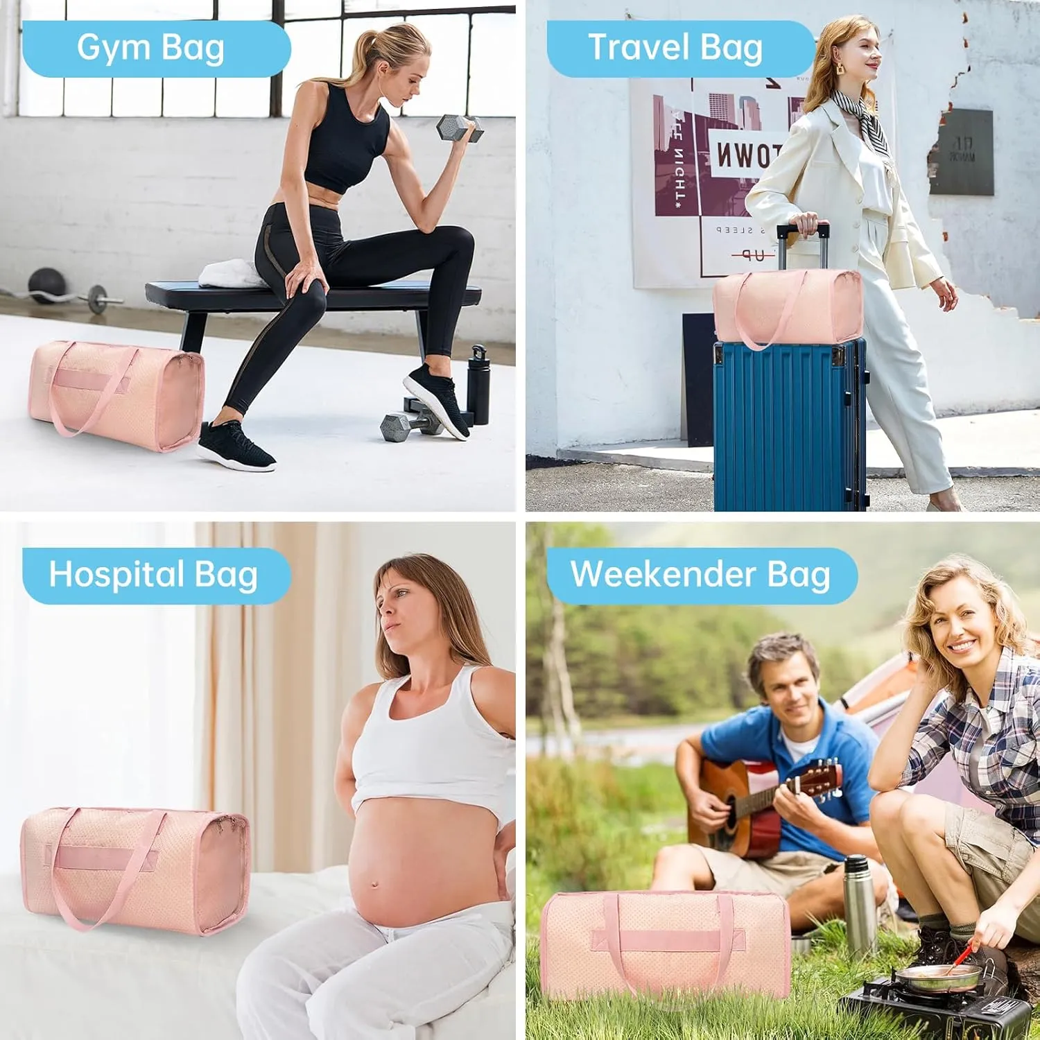 Toddler Airplane Bed Travel Bag 2 in 1, Portable Kids Plane Seat Extender, Baby Flight Essentials Footrest Flyaway Must Have for Infant, Carry On Duffel Bags for Women Gym Hospital Weekender(Pink)