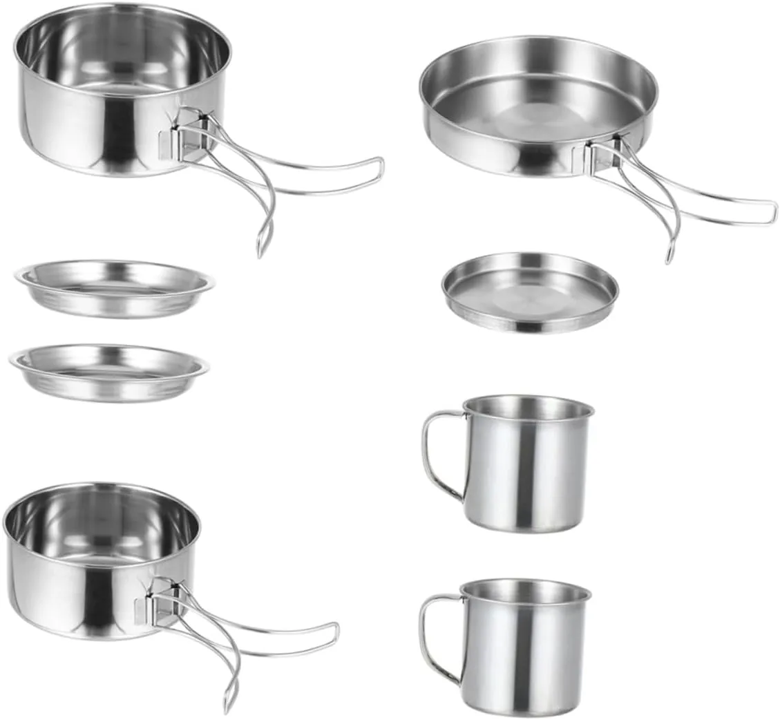 Toyvian 1 Set Camping Cookware for Hiking Picnics Outdoor Cooking Durable Portable Frying Pan and Utensils for People