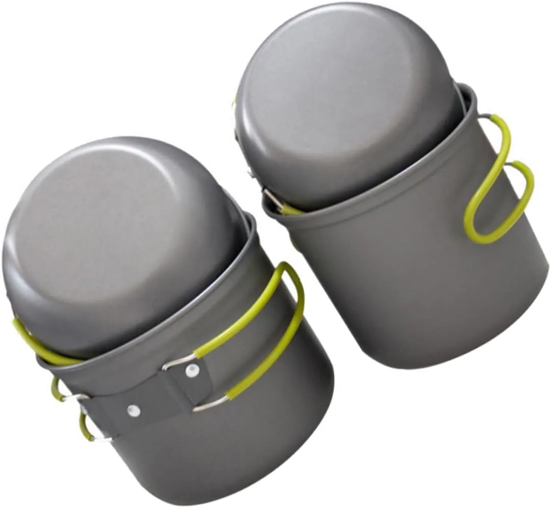 Toyvian 1Set Outdoor Camping Cookware for People Portable Oxide Cooking Pan Easy to Clean Non Stick Skid Handle for Picnic and Hiking