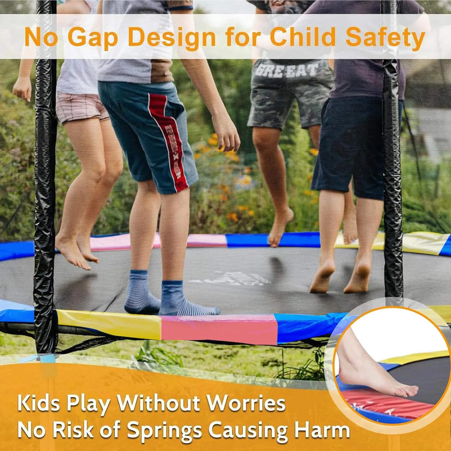 Trampoline Spring Cover,16ft 10ft Round Trampoline Pad Replacement No Hole Trampoline Pole Pad Waterproof UV Resistant Safety Pad