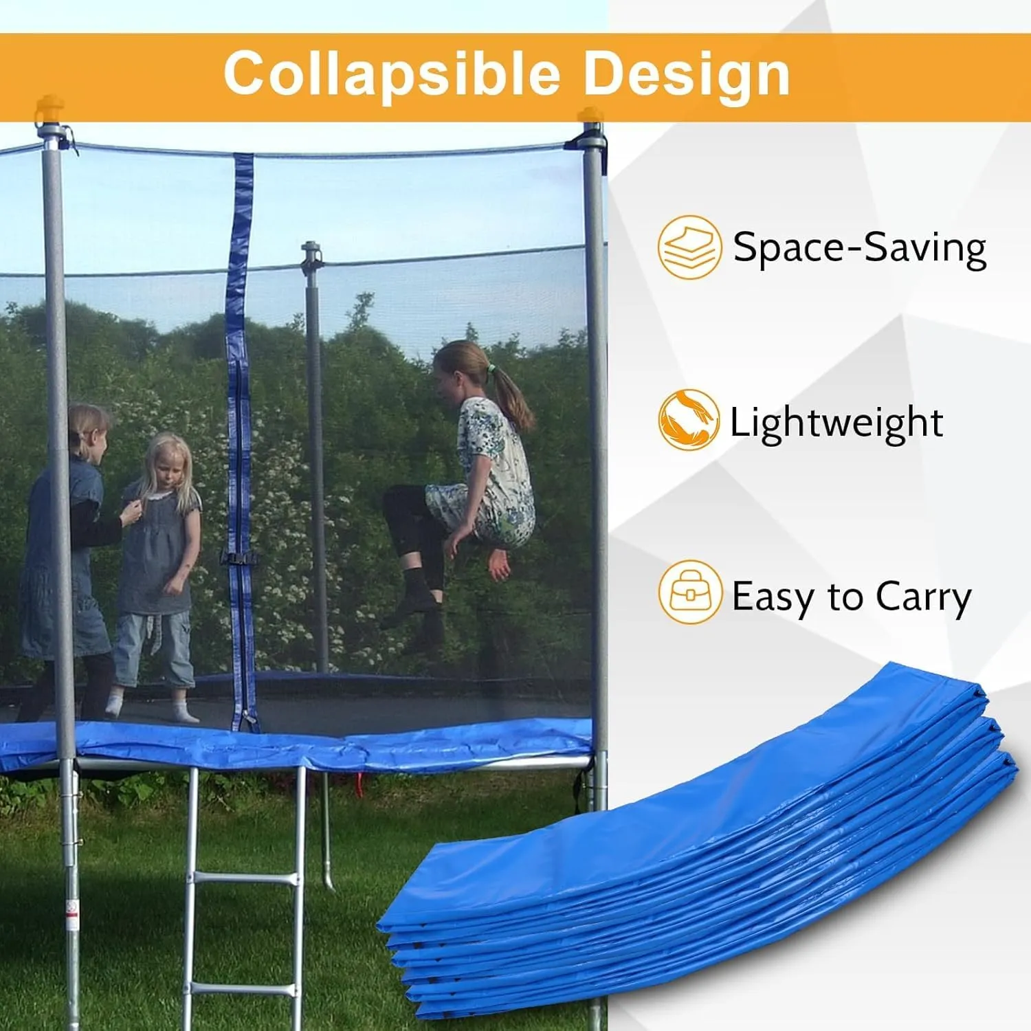 Trampoline Spring Cover,16ft 10ft Round Trampoline Pad Replacement No Hole Trampoline Pole Pad Waterproof UV Resistant Safety Pad