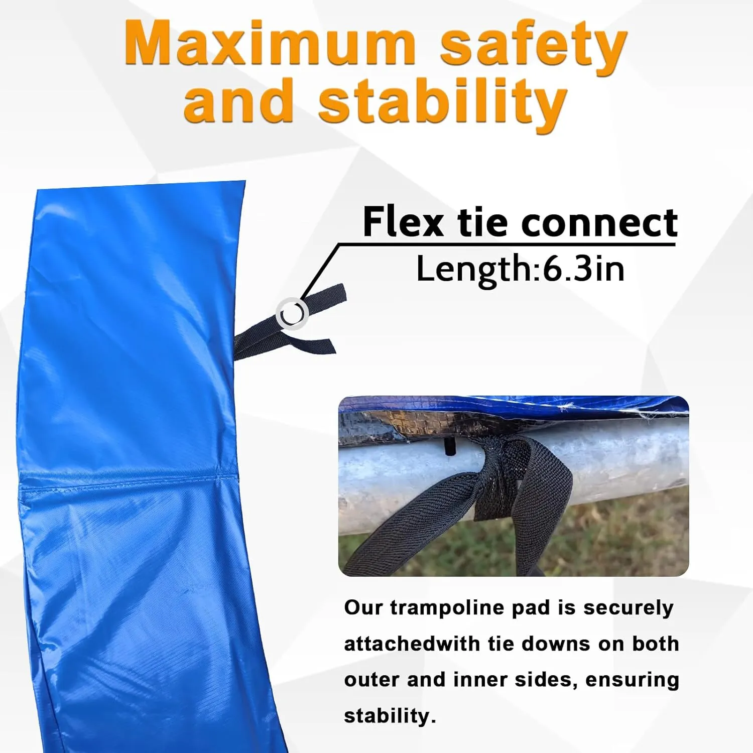 Trampoline Spring Cover,16ft 10ft Round Trampoline Pad Replacement No Hole Trampoline Pole Pad Waterproof UV Resistant Safety Pad