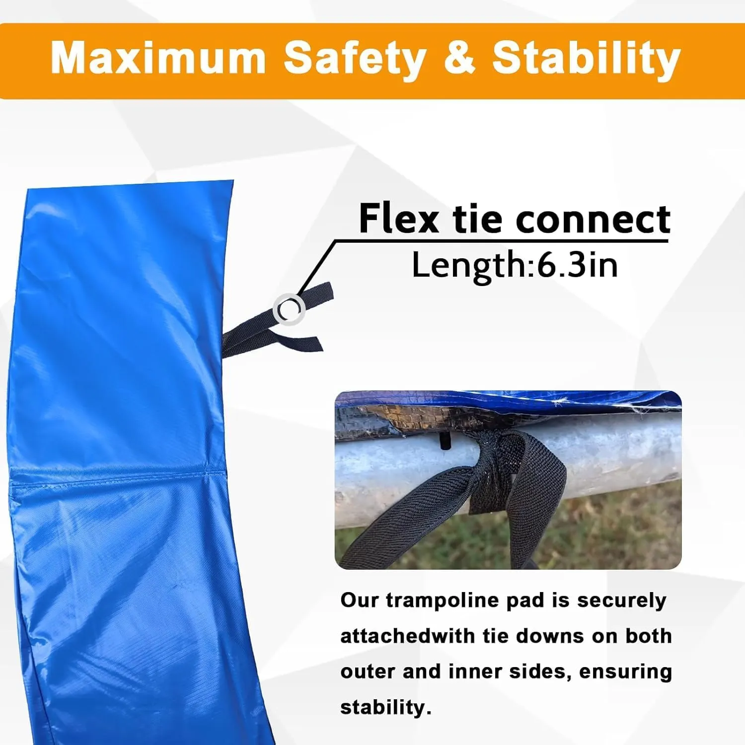 Trampoline Spring Cover,16ft 10ft Round Trampoline Pad Replacement No Hole Trampoline Pole Pad Waterproof UV Resistant Safety Pad