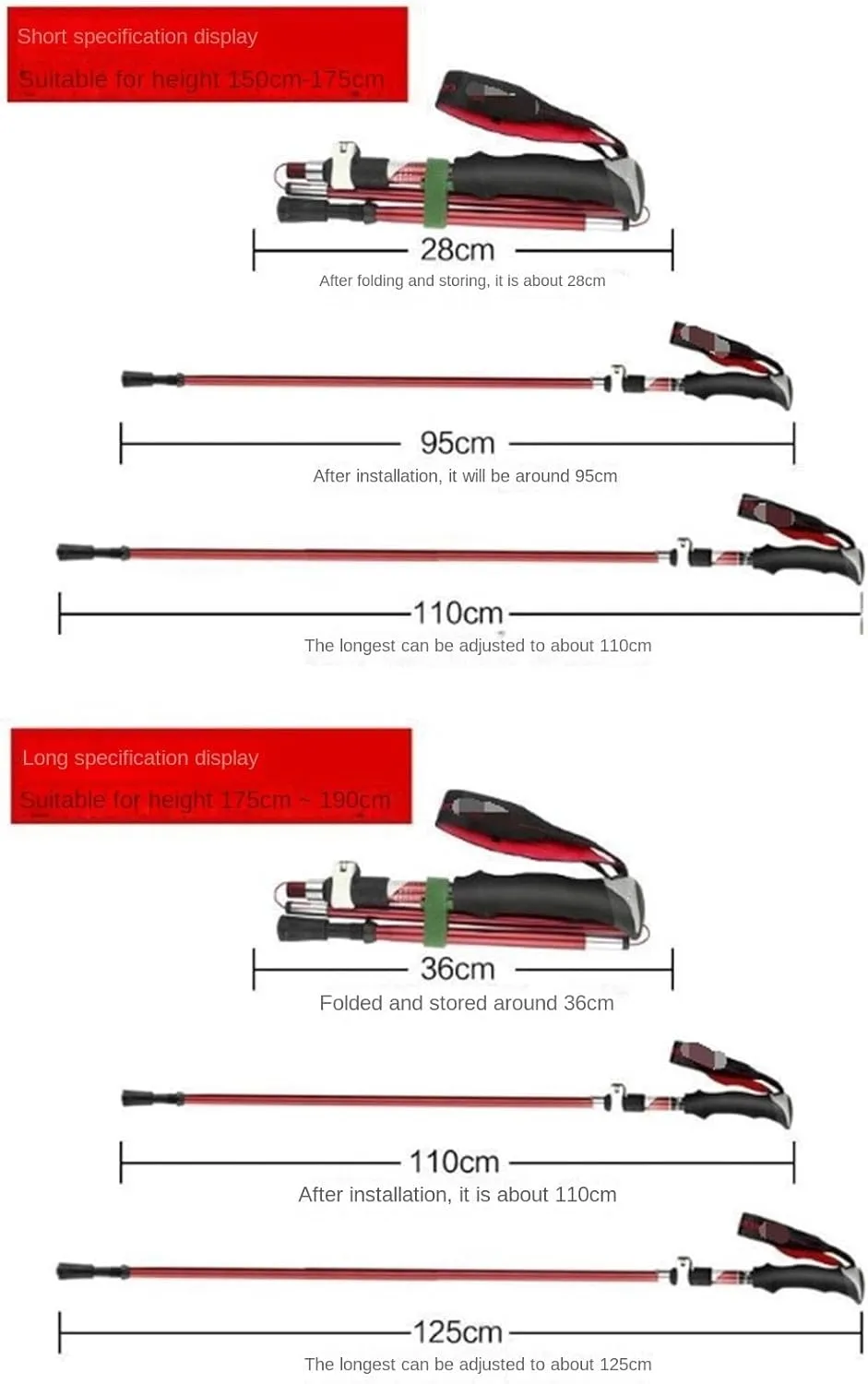 Travel Trekking Pole Telescopic AdjustableTrekking Poles Ultraligh Hiking Walking Sticks for Camping Backpacking Outdoor Activities(Green,110cm)