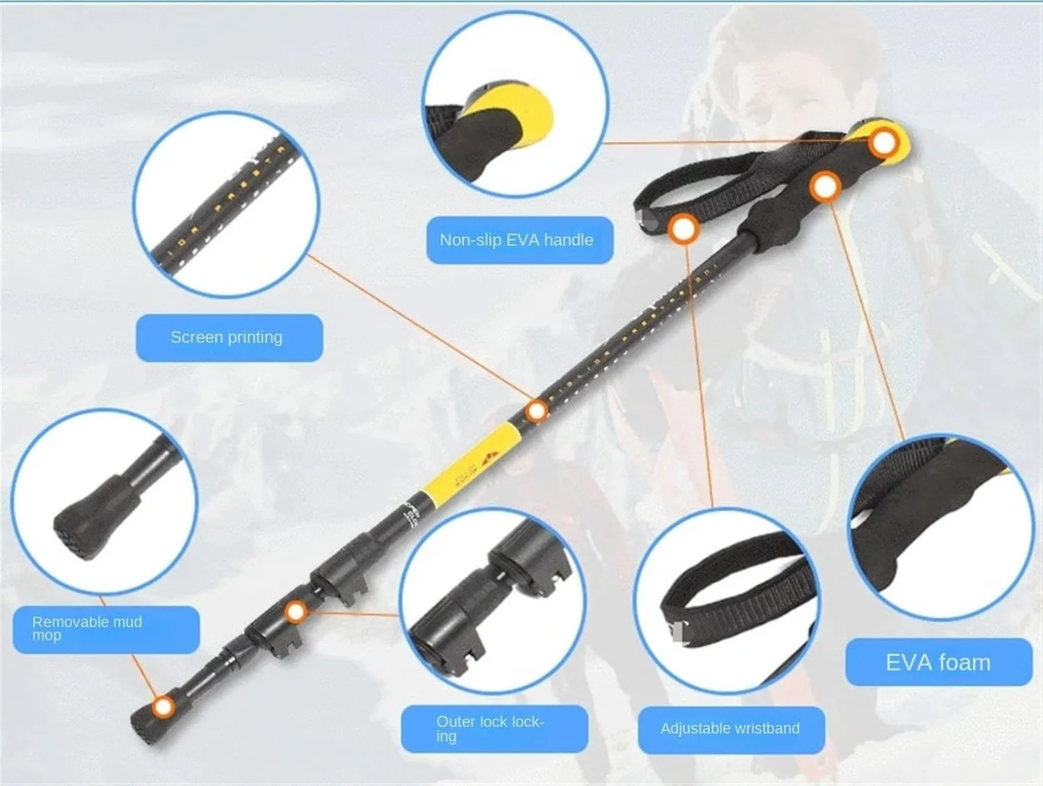 Travel Trekking Pole Trekking Pole Telescopic Walking Stick with Ergonomic Handle Portable Hiking Pole for Outdoor Outdoor Activities(Purple)