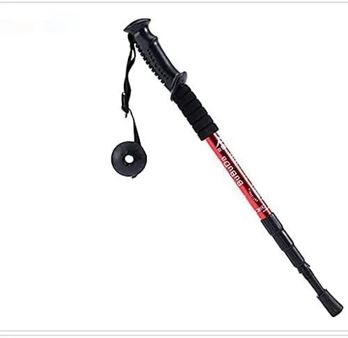 Trekking Poles Outdoor Aluminum Trekking Poles Walking Crutches Climbing Poles Telescopic Climbing Pole Foldable Portable Shrinking Four Straight Handles (Gold)