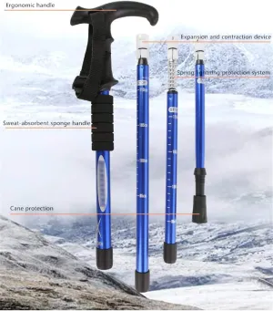 Trekking Poles, Walking Poles Telescopic Crutch Ultralight Aluminum Alloy Trekking Pole with Ergonomic Handle Non-Slip Base Outdoor Walking Stick for Men/Women