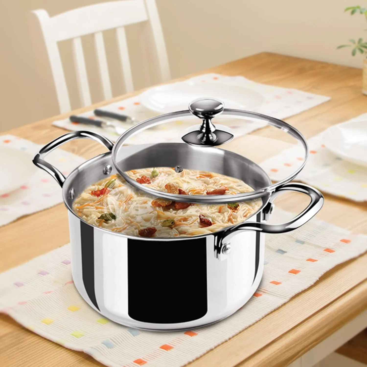 Tri Ply Stainless Steel Casserole With Lid Sandwich Bottom (Milton Procook)