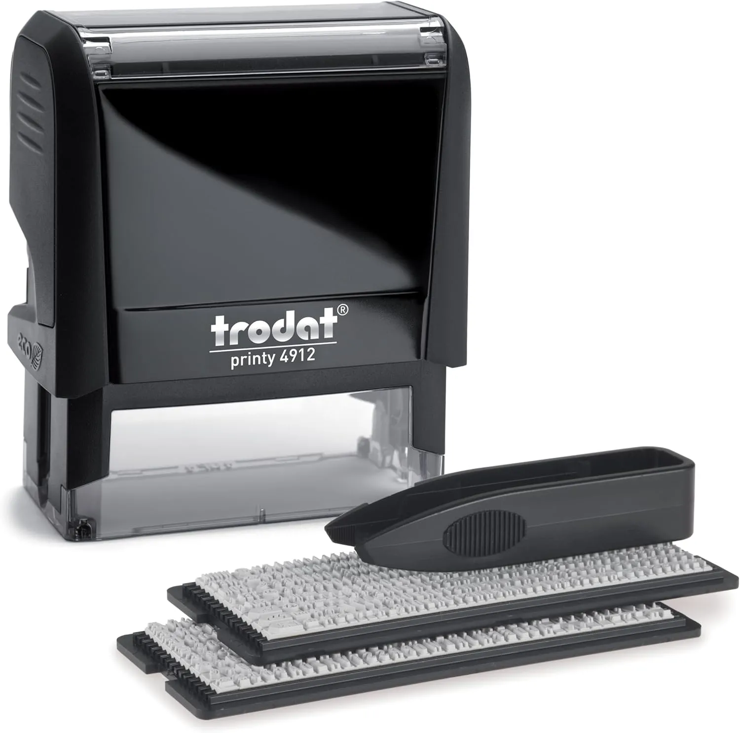 Trodat Printy 4912 Self Inking Rubber Stamp – DIY with 4 Lines Text, Black, 3/4” x 1-7/8”