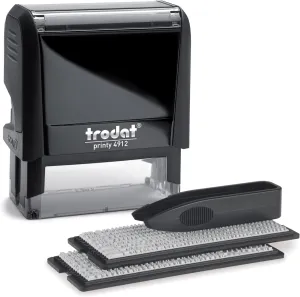 Trodat Printy 4912 Self Inking Rubber Stamp – DIY with 4 Lines Text, Black, 3/4” x 1-7/8”