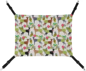 Tropical Palm Tree Hula Dancer Dog Greyhound Pattern Hanging Cat Bed Soft Breathable Pet Hammock for Cage Pet Sleeper for Kitten Ferret Puppy Rabbit