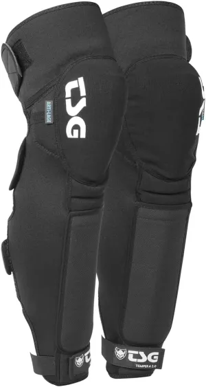 TSG - Knee Shinguard Temper A 2.0, Black | Protection Pads for Men & Women, MTB, Downhill, Cycling, Mountain Biking, Open Back, Extended Shin Coverage, Anti Slip, Safety Certified | Swiss Design