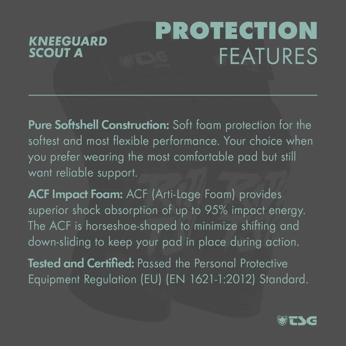 TSG Scout A Knee Guard in Ripped Black w/Superior Shock Absorption, Well-Ventilated, Pull-Over Design | for MTB, Trail, Enduro, Dirt, Park, BMX