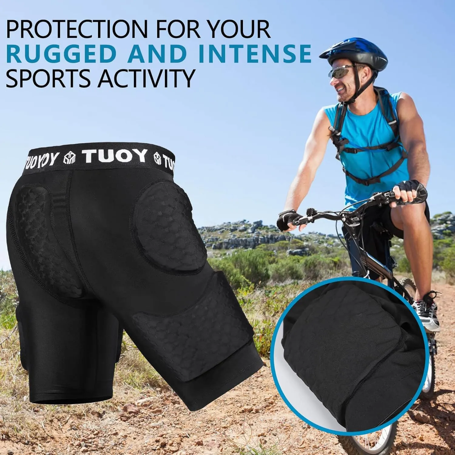 TUOY New Men's 5 Pad Football Girdle Hip Thigh Protector Protective Padding Padded Shorts (no Pocket)