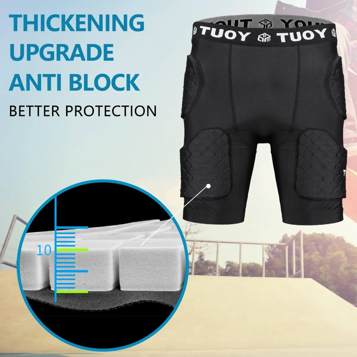 TUOY New Men's 5 Pad Football Girdle Hip Thigh Protector Protective Padding Padded Shorts (no Pocket)