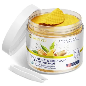 Turmeric Kojic Acid Cleansing Pads – 50PCS Exfoliating Face Scrub Pads