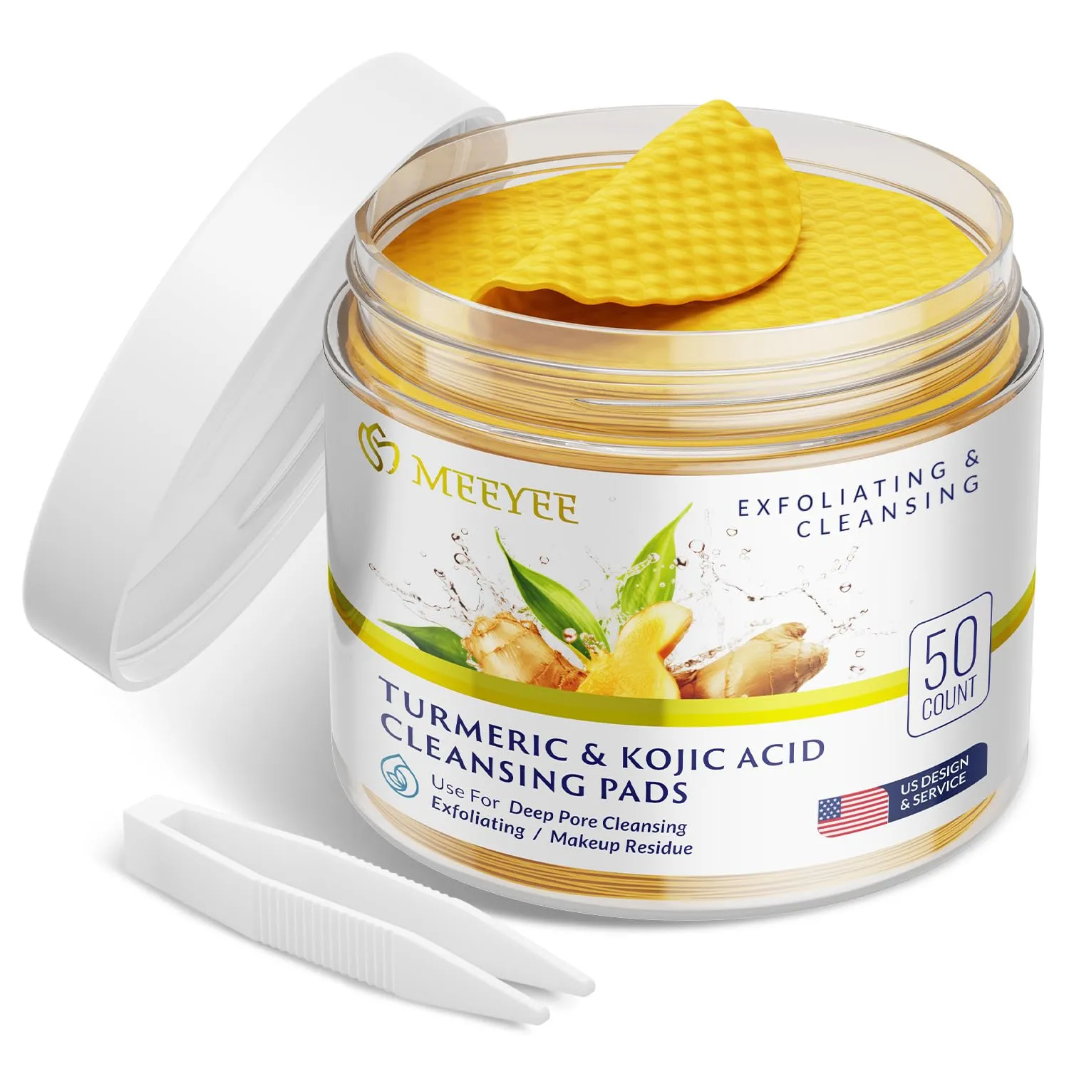 Turmeric Kojic Acid Cleansing Pads – 50PCS Exfoliating Face Scrub Pads