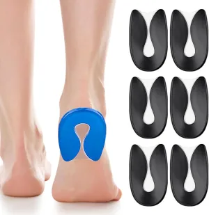 U-Shaped Heel Pad Gel Soft Sports Shock Absorbing Half Size Insoles Heel Non-Slip Self-Adhesive Heel Pads 3 Pairs L