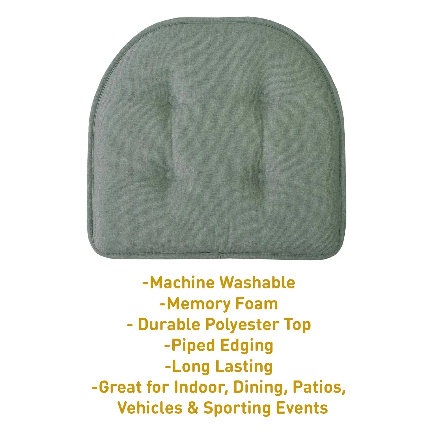 U-Shaped Memory Foam No Slip Back 16 X 16 Chair Pad Cushion 2 Pack - Scuba