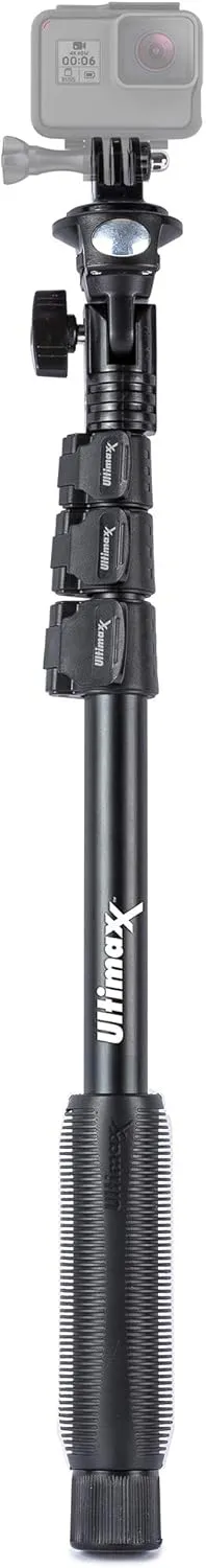 Ultimaxx 48″ Aluminum Monopod with GoPro Compatible Adapter, Cell Phone Holder and Carrying Bag - Telescopic Hiking Pole Camera Mount and Accessories