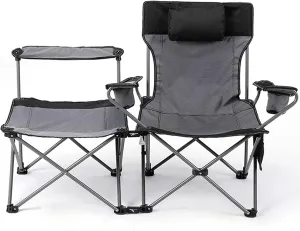 Ultralight Camping Chair, Portable Folding Compact Camping Chair 2 in 1 Camping Folding Recliner Chair with Detachable Footstool, Heavy Support 150kg,C