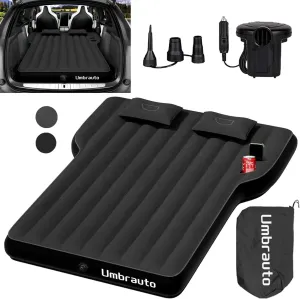 Umbrauto Air Mattress for Tesla Model Y, Custom Inflatable Camping Bed for Back Trunk, Upgraded Sleeping Pad w/Soft Flocking Surface, Durable 210T Fabric Bottom, Portable Pump for SUV Outdoor Travel