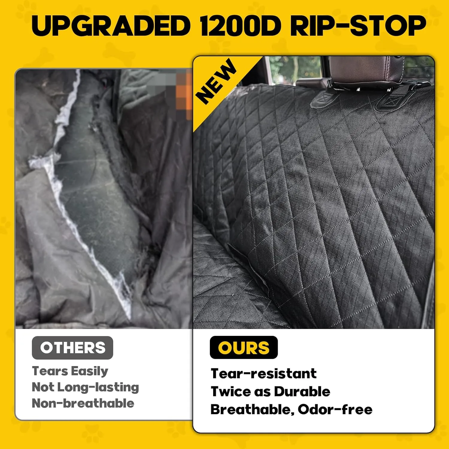 Upgrade Tough 1200D Rip-Stop Dog Truck Seat Cover for Back Seat, Anti-Scratch Waterproof Car Back Seat Extender for Dogs with Hard Bottom,Dog Hammock for F150/RAM1500/Silverado