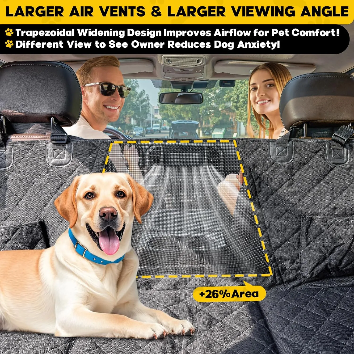 Upgrade Tough 1200D Rip-Stop Dog Truck Seat Cover for Back Seat, Anti-Scratch Waterproof Car Back Seat Extender for Dogs with Hard Bottom,Dog Hammock for F150/RAM1500/Silverado