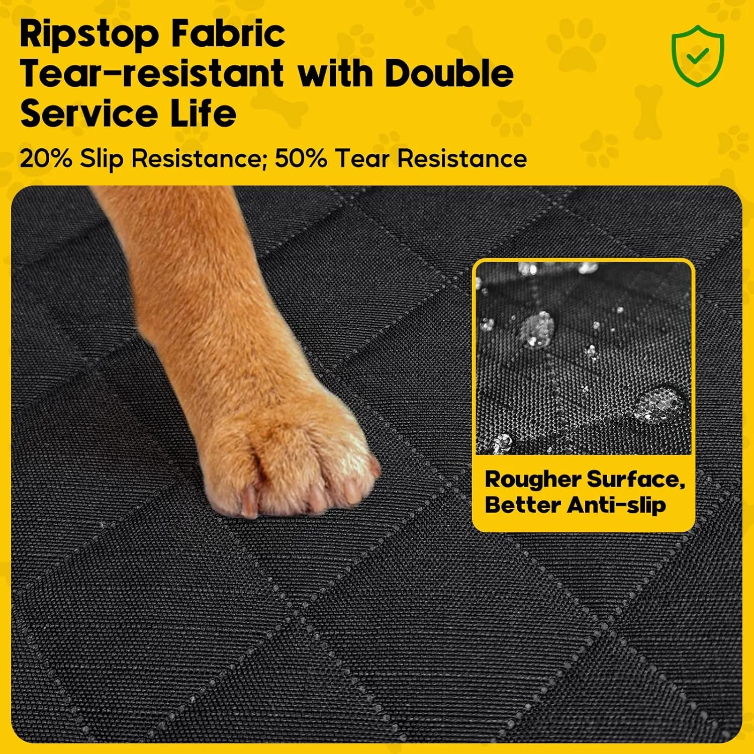 Upgrade Tough 1200D Rip-Stop Dog Truck Seat Cover for Back Seat, Anti-Scratch Waterproof Car Back Seat Extender for Dogs with Hard Bottom,Dog Hammock for F150/RAM1500/Silverado