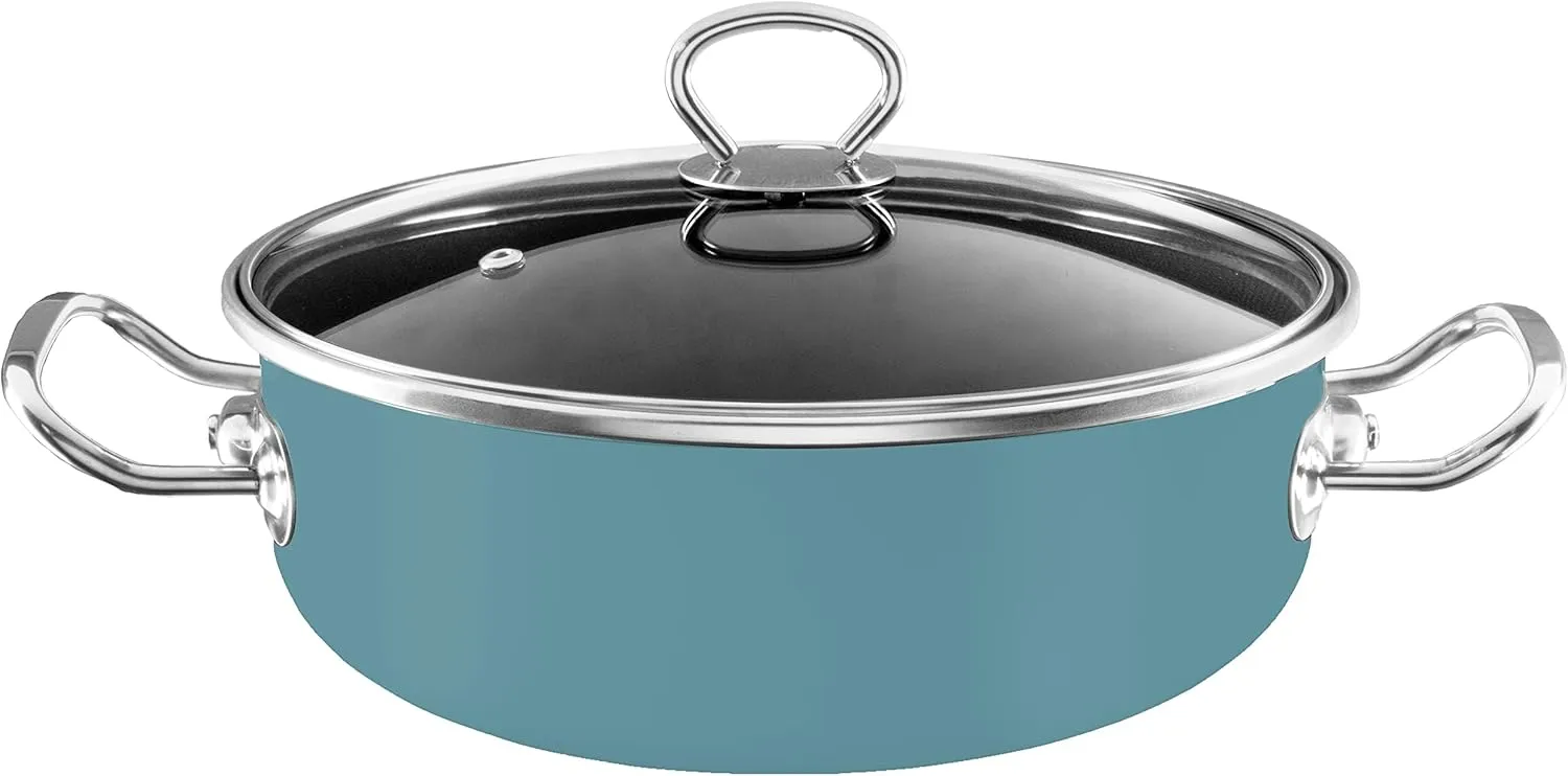 Vasconia Elegance 5-Quart Casserole with Glass Lid (Teal) Dishwasher, Grill & Oven Safe up to 480℉ (Enamel on Steel) Nonstick Interior, Stainless Handles, for Lasagna, Pot Roast, Sauce, Stew & Rice