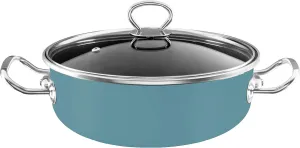 Vasconia Elegance 5-Quart Casserole with Glass Lid (Teal) Dishwasher, Grill & Oven Safe up to 480℉ (Enamel on Steel) Nonstick Interior, Stainless Handles, for Lasagna, Pot Roast, Sauce, Stew & Rice