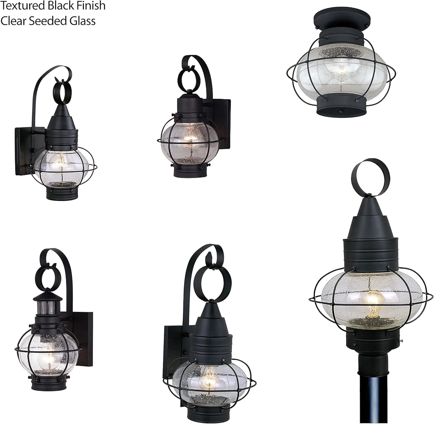VAXCEL Chatham 6.5-in Outdoor Wall Lantern Light, Textured Black, Weather Resistant Stainless Steel, Clear Seeded Glass, E26 Bulb Compatible, Vintage Edison Style, Coastal Design, Exterior Wet Rated