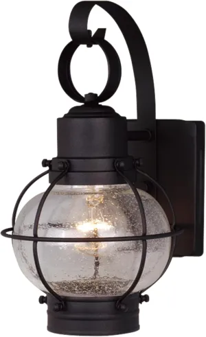 VAXCEL Chatham 6.5-in Outdoor Wall Lantern Light, Textured Black, Weather Resistant Stainless Steel, Clear Seeded Glass, E26 Bulb Compatible, Vintage Edison Style, Coastal Design, Exterior Wet Rated