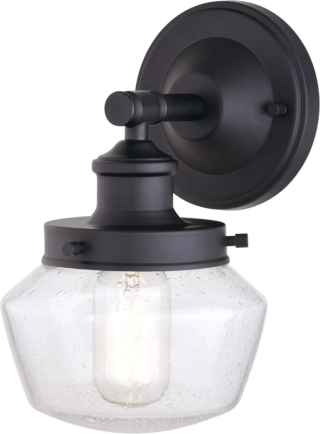 VAXCEL Collins 1 Light Black Farmhouse Outdoor Wall Lantern Clear Schoolhouse Glass