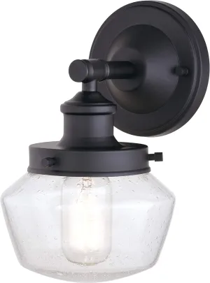 VAXCEL Collins 1 Light Black Farmhouse Outdoor Wall Lantern Clear Schoolhouse Glass